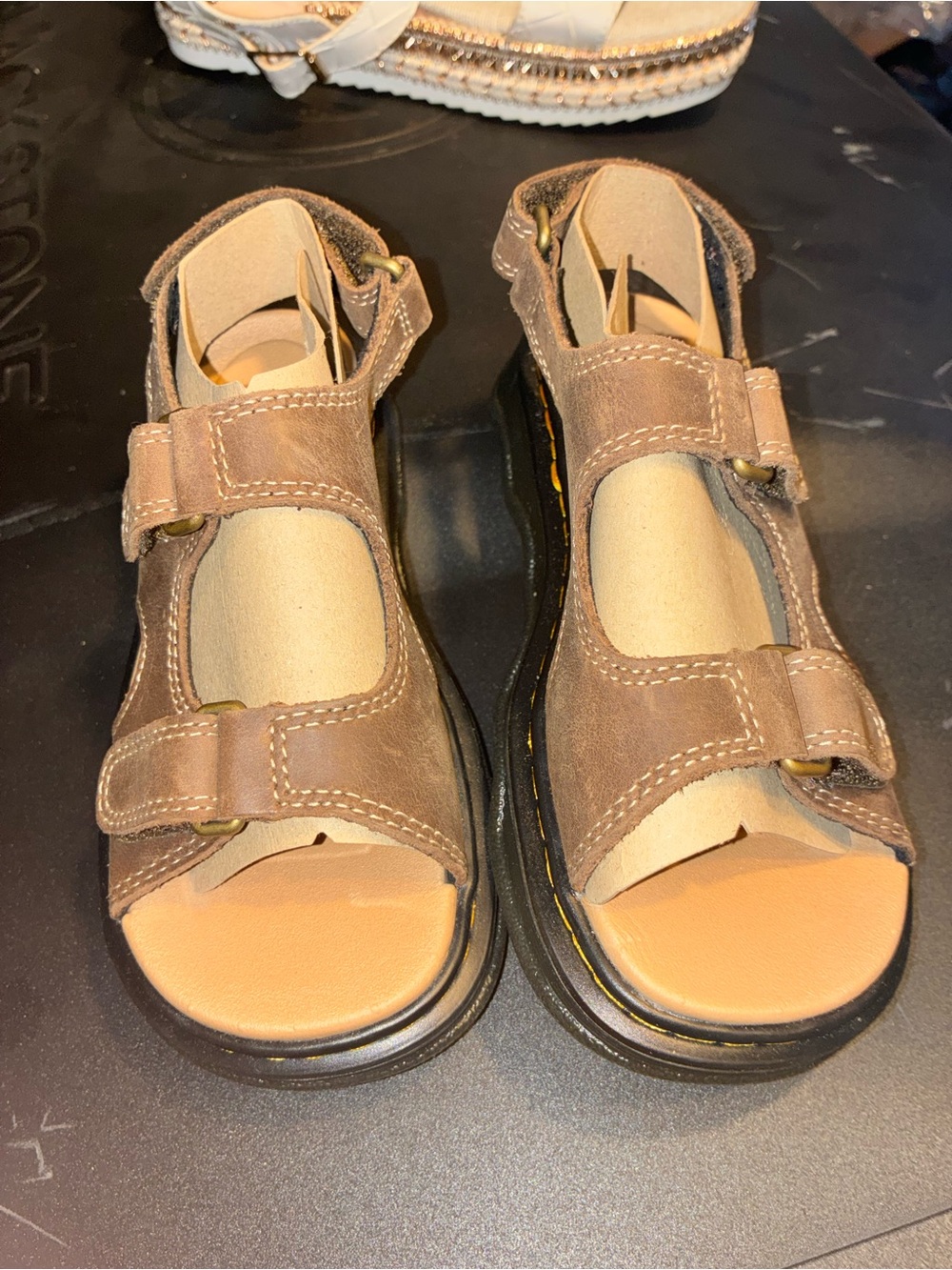 Dr. Martens Brown Kids Double Velcro Sandals